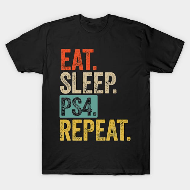 Eat sleep ps4 repeat retro vintage T-Shirt by Lyume